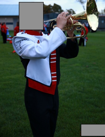 145 Complete sets of Red, Black, and White Stanbury Marching Band Uniforms