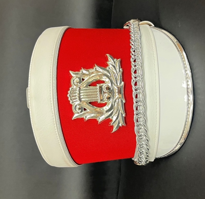 Lot of 92 Red & White Used Marching Band Uniforms Including Hats & Plumes