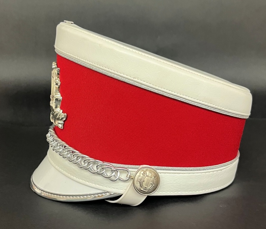 Lot of 92 Red & White Used Marching Band Uniforms Including Hats & Plumes