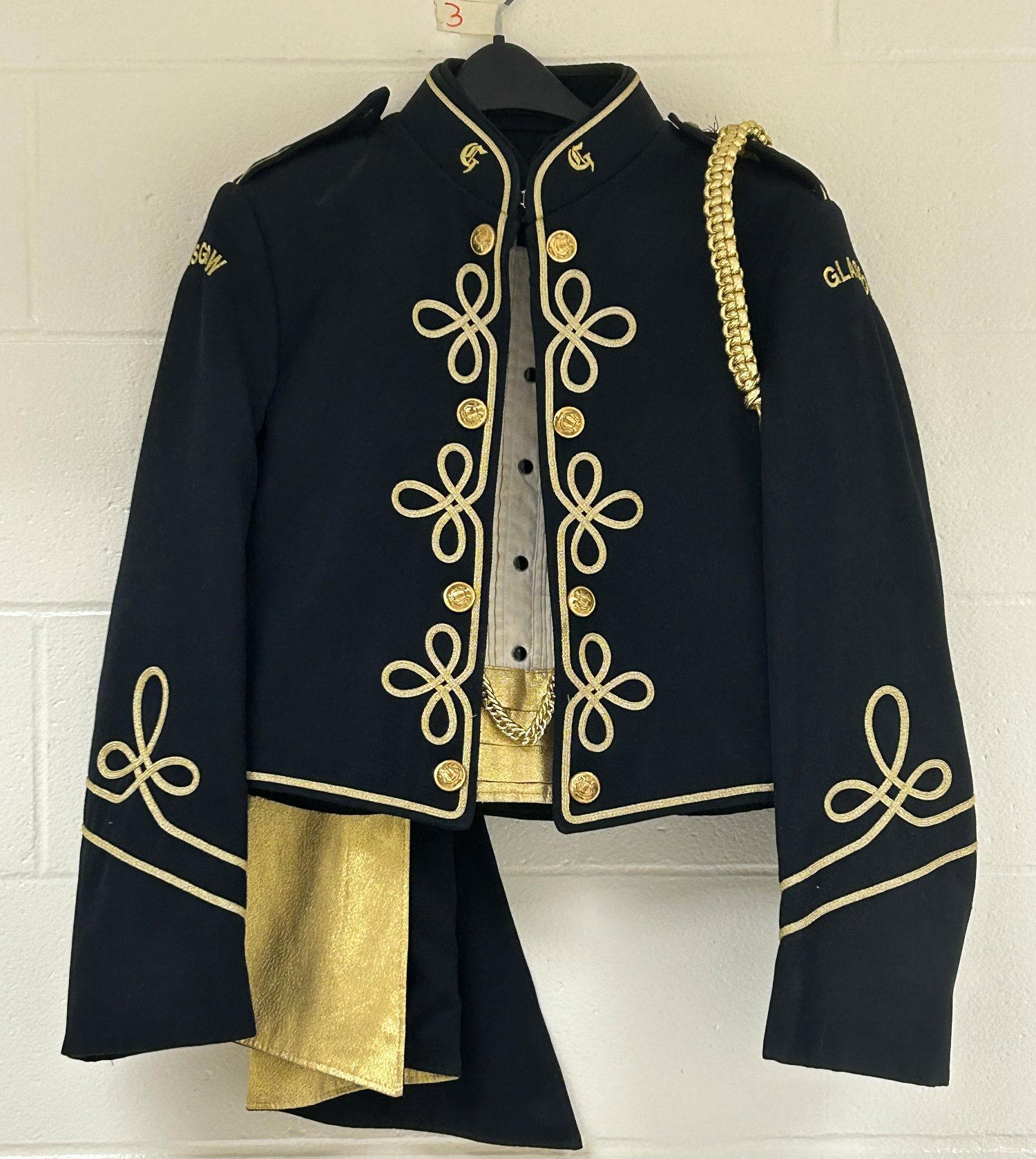 50 Black and Gold Marching Band Uniforms Including Hats, Plumes and Hat Cases