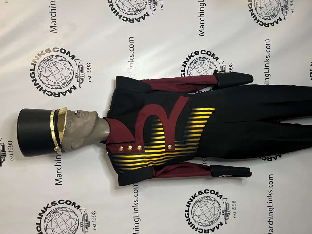 Set of 200 Burgundy, Gold & Black Marching Band Uniforms by Cesario