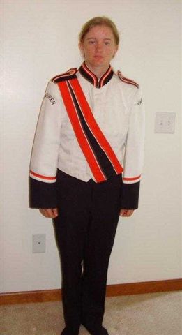 Set of 19 White, Black and Orange Stanbury Marching Band Uniforms w/extra