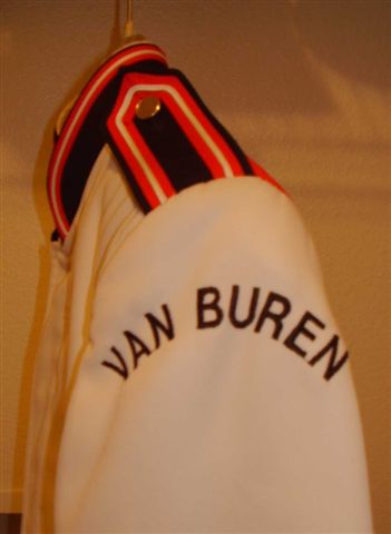 Set of 19 White, Black and Orange Stanbury Marching Band Uniforms w/extra