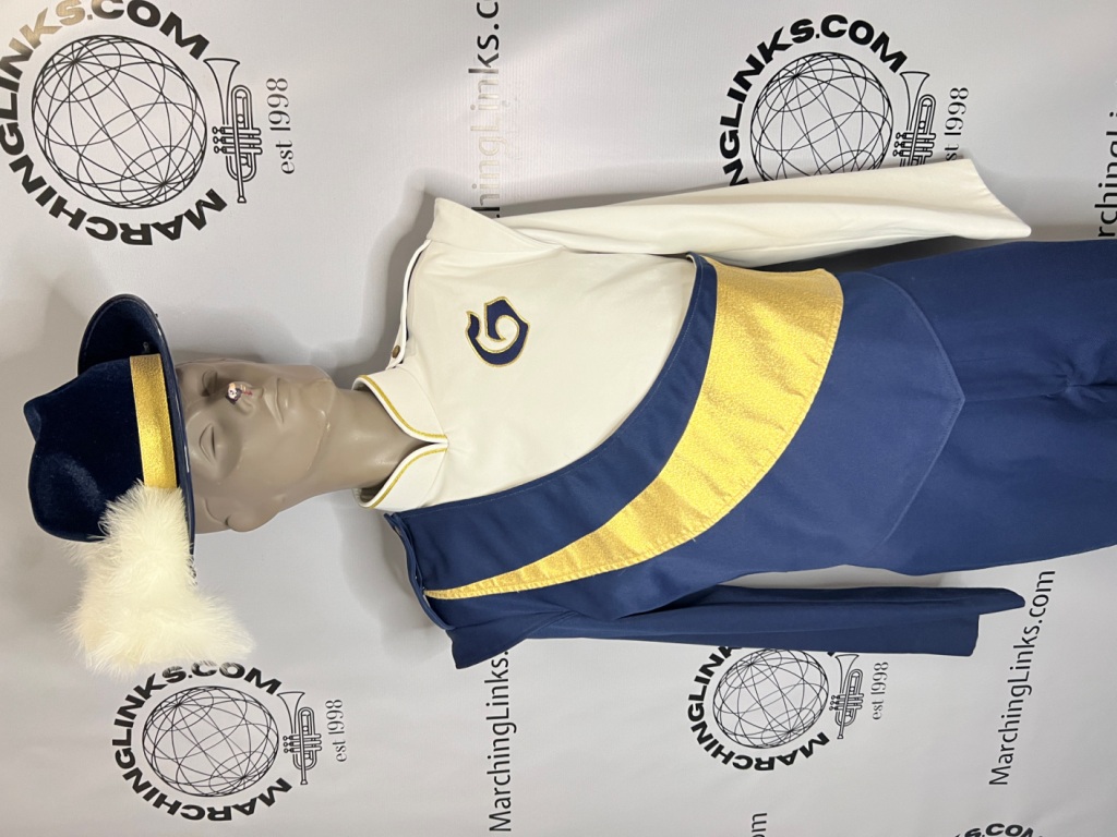 Set of 60 Navy Blue and White with Gold trim DeMoulin Marching Band Uniforms