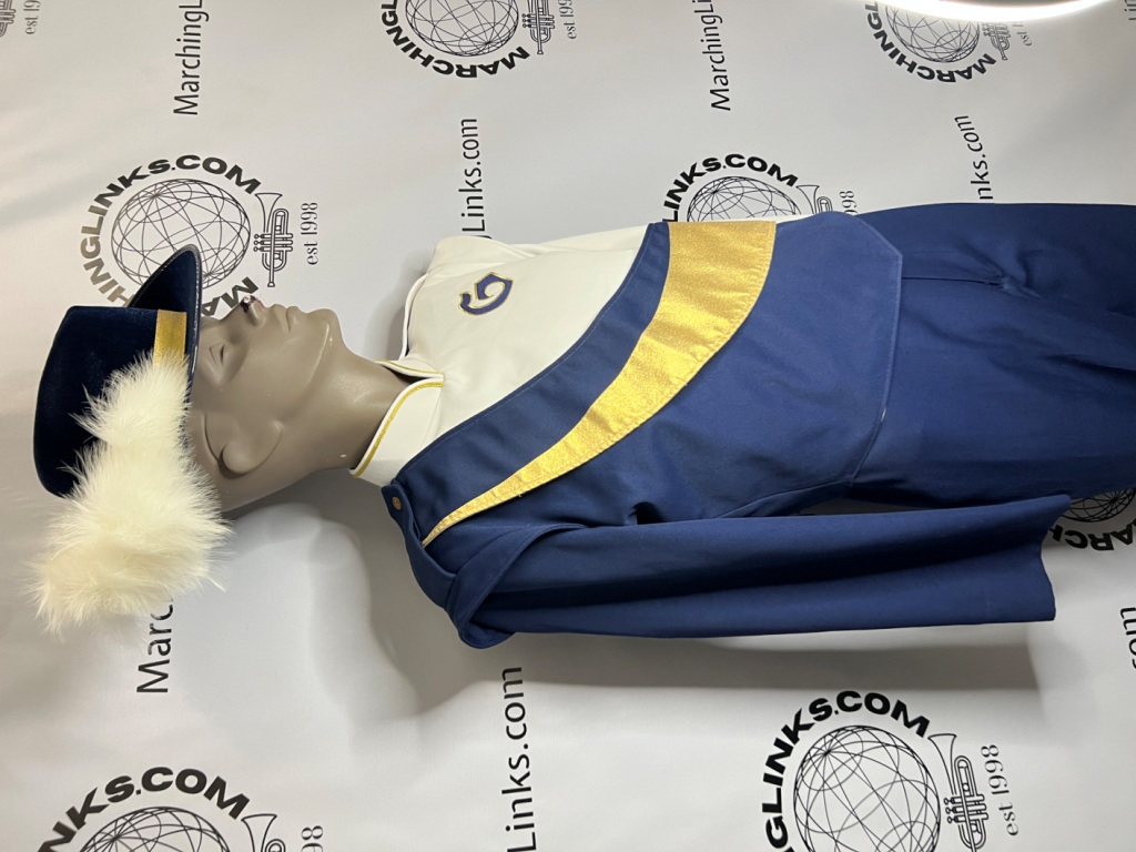 Set of 60 Navy Blue and White with Gold trim DeMoulin Marching Band Uniforms