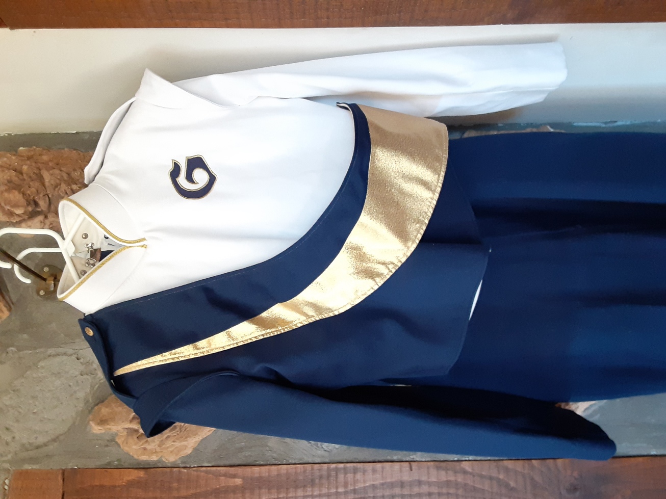 Set of 60 Navy Blue and White with Gold trim DeMoulin Marching Band Uniforms