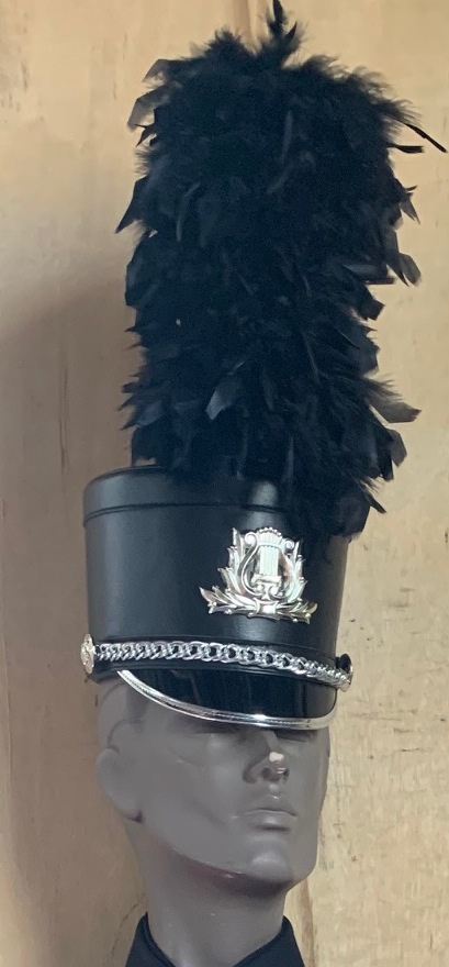 58 Black Shakos with Silver Lyre and Hardware (may also be purchased in smaller sets)