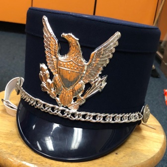 Set of 61 Navy Blue DeMoulin shakos Item description: Shakos are Navy Blue with silver Eagle logo an